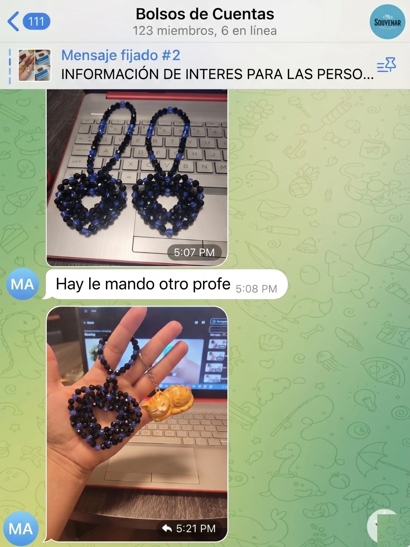 Captura real de una alumna mostrando su bolso terminado